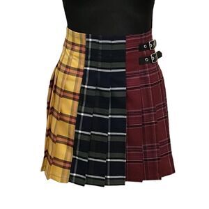 Pleated Mini Skirt No Boundaries Pleated Mini Skit Black Plaid New Size XL